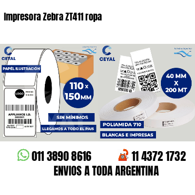 Impresora Zebra ZT411 ropa