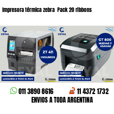 Impresora térmica zebra  Pack 20 ribbons