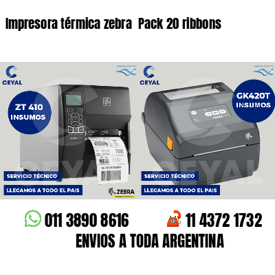 Impresora térmica zebra  Pack 20 ribbons