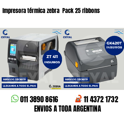 Impresora térmica zebra  Pack 25 ribbons
