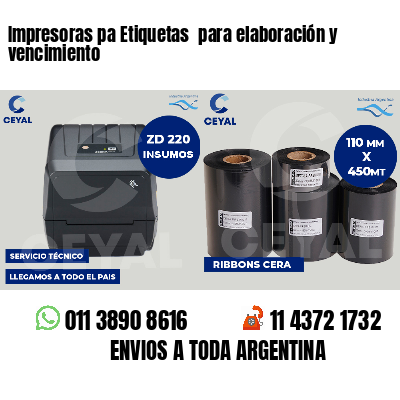 Impresoras pa Etiquetas  para elaboración y vencimiento