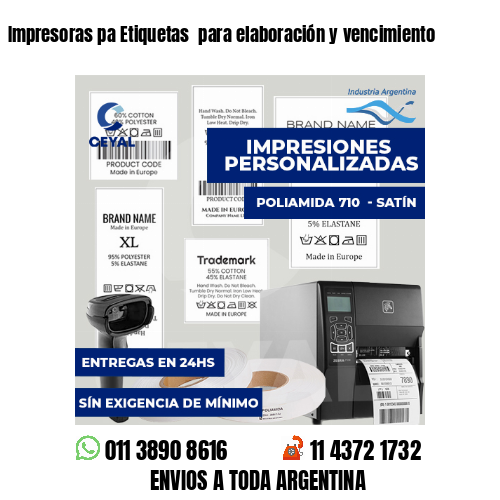 Impresoras pa Etiquetas  para elaboración y vencimiento