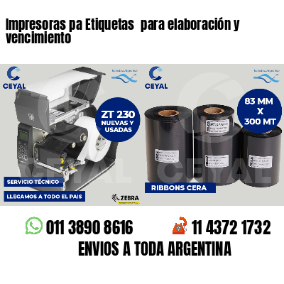 Impresoras pa Etiquetas  para elaboración y vencimiento