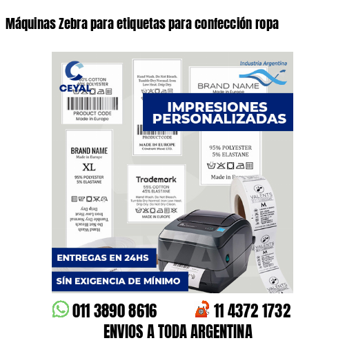 Máquinas Zebra para etiquetas para confección ropa
