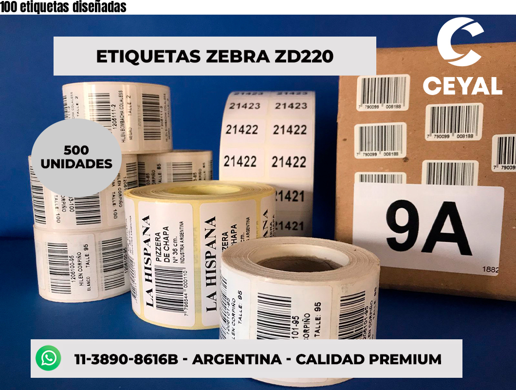 100 etiquetas diseñadas