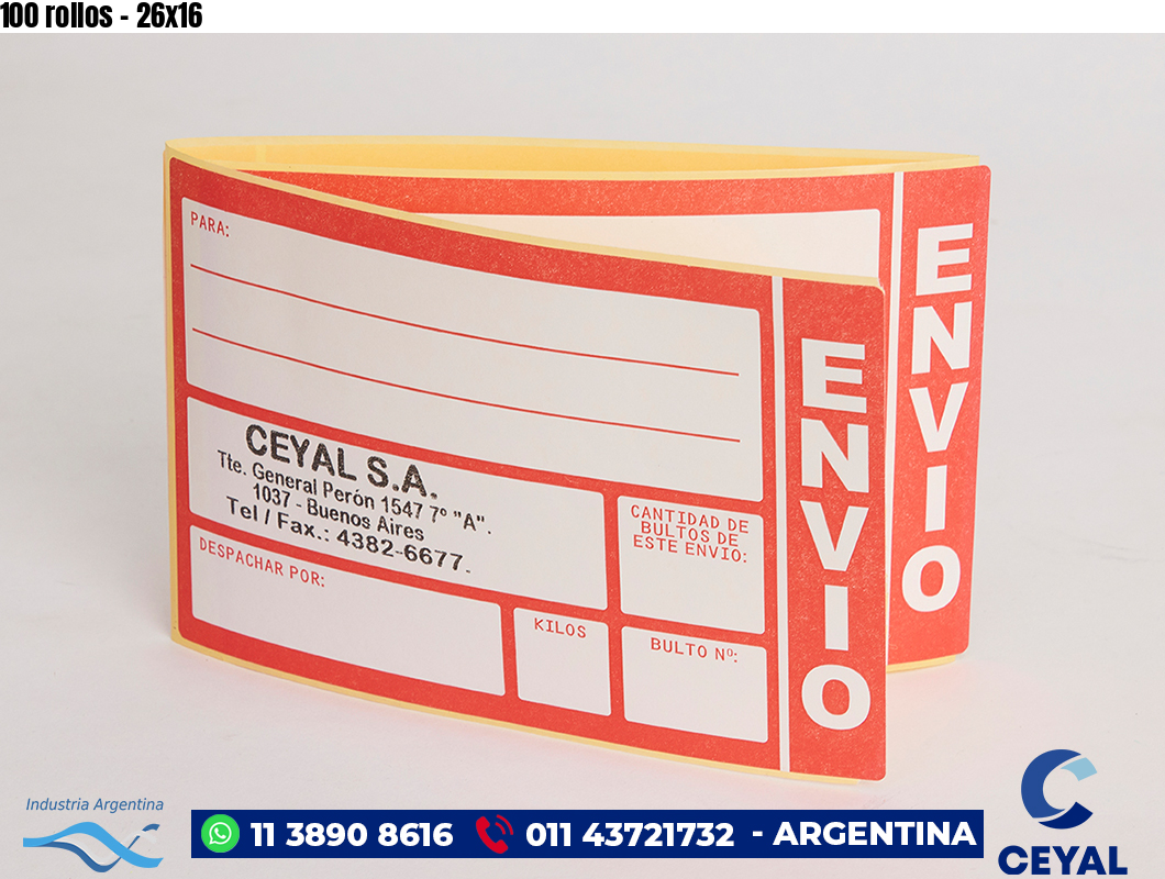 100 rollos - 26x16