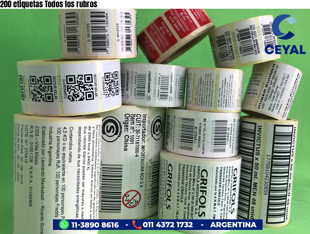 200 etiquetas Todos los rubros