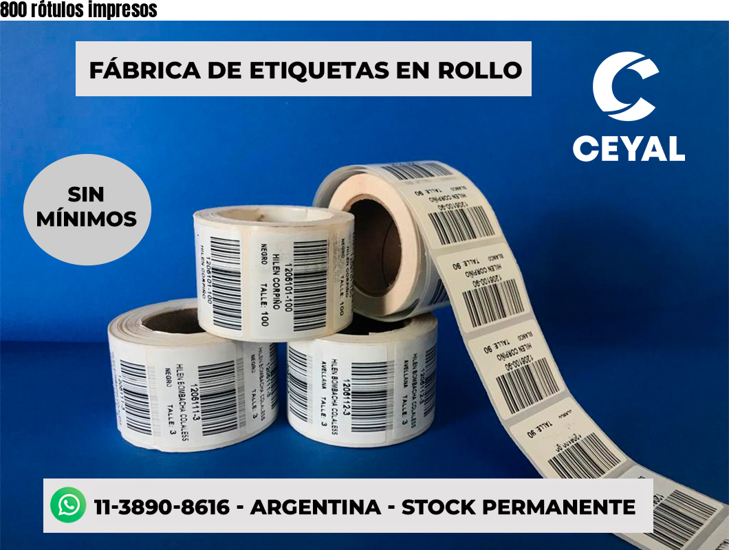 800 rótulos impresos