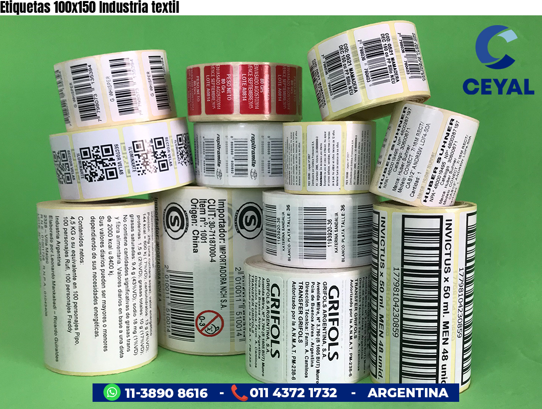 Etiquetas 100x150 Industria textil