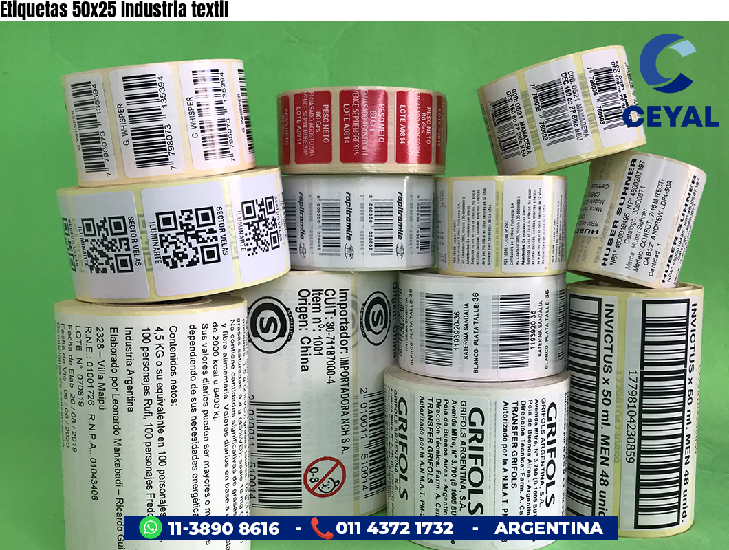 Etiquetas 50x25 Industria textil