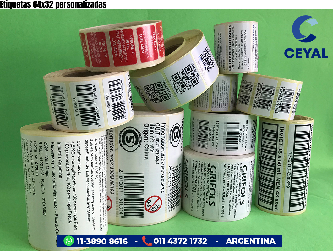 Etiquetas 64x32 personalizadas