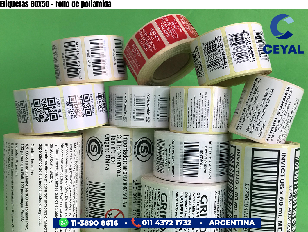 Etiquetas 80x50 - rollo de poliamida