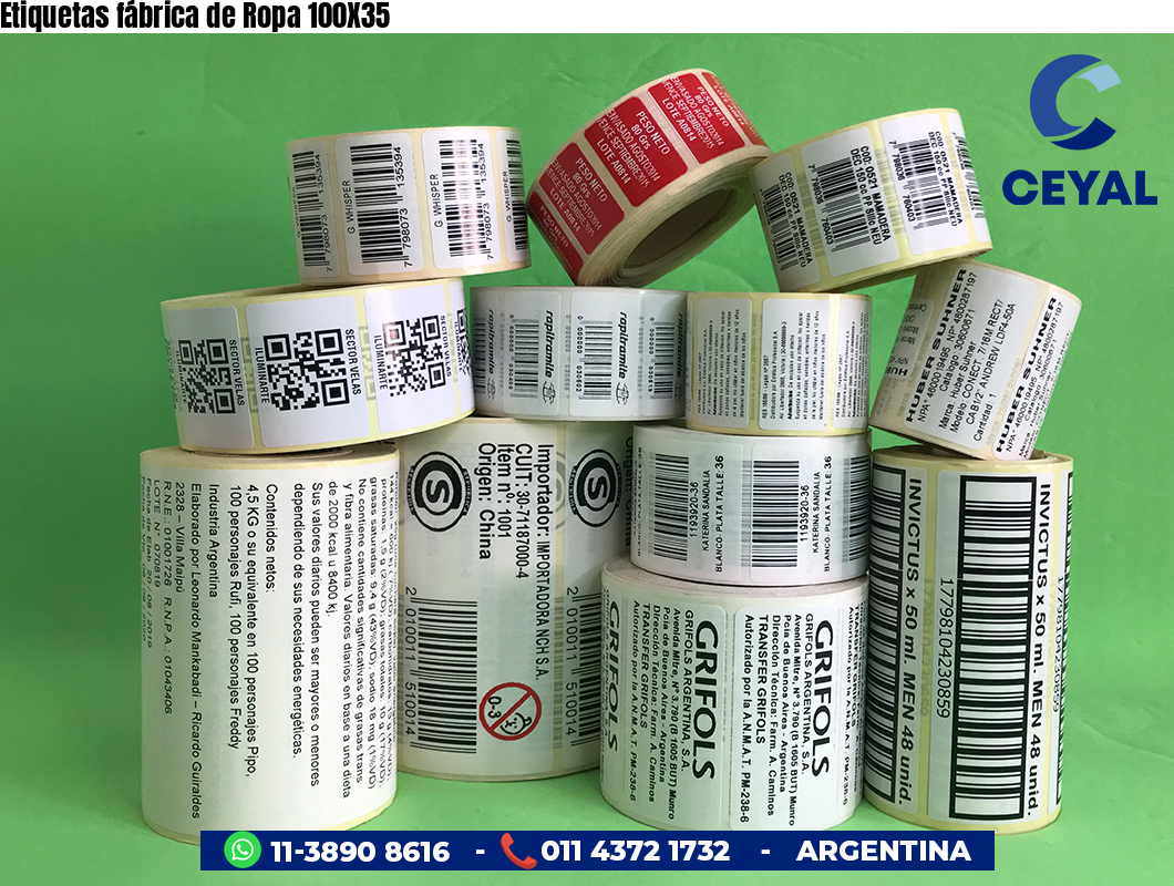 Etiquetas fábrica de Ropa 100X35