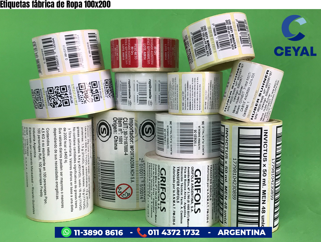 Etiquetas fábrica de Ropa 100x200