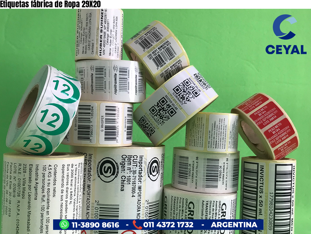 Etiquetas fábrica de Ropa 29X20