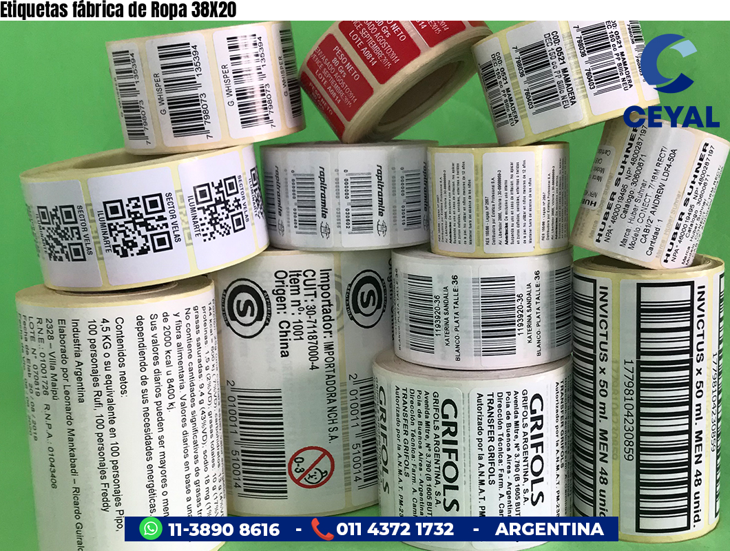 Etiquetas fábrica de Ropa 38X20