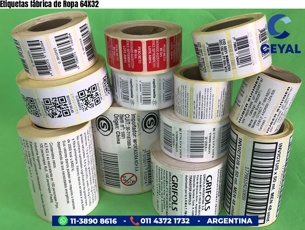 Etiquetas fábrica de Ropa 64X32