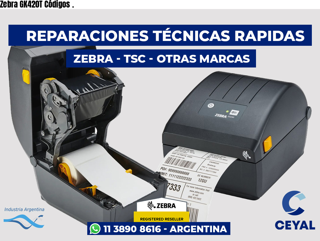Zebra GK420T Códigos .
