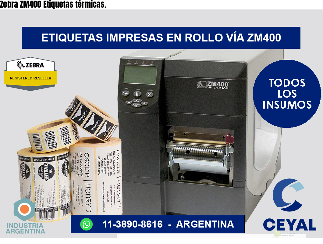 Zebra ZM400 Etiquetas térmicas.