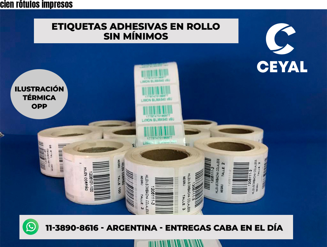 cien rótulos impresos