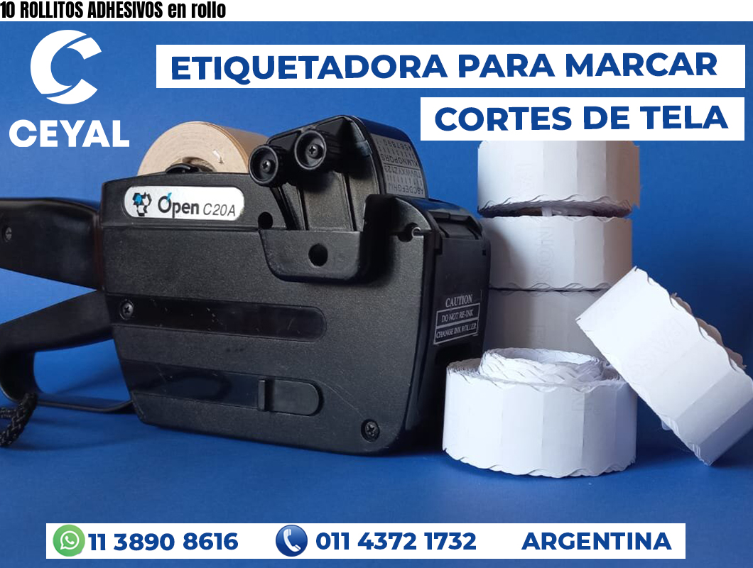 10 ROLLITOS ADHESIVOS en rollo