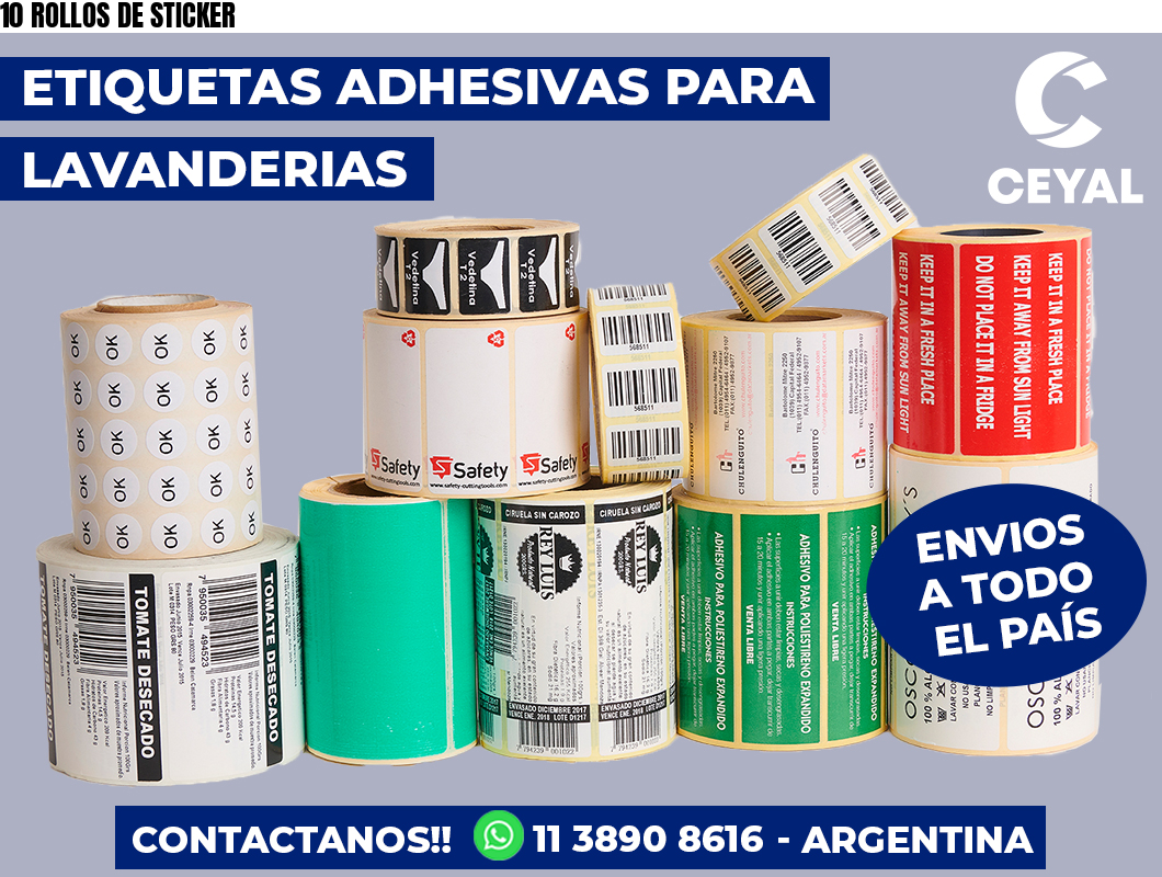 10 ROLLOS DE STICKER