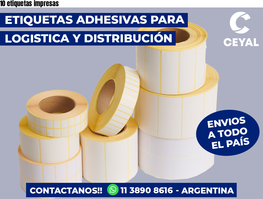 10 etiquetas impresas