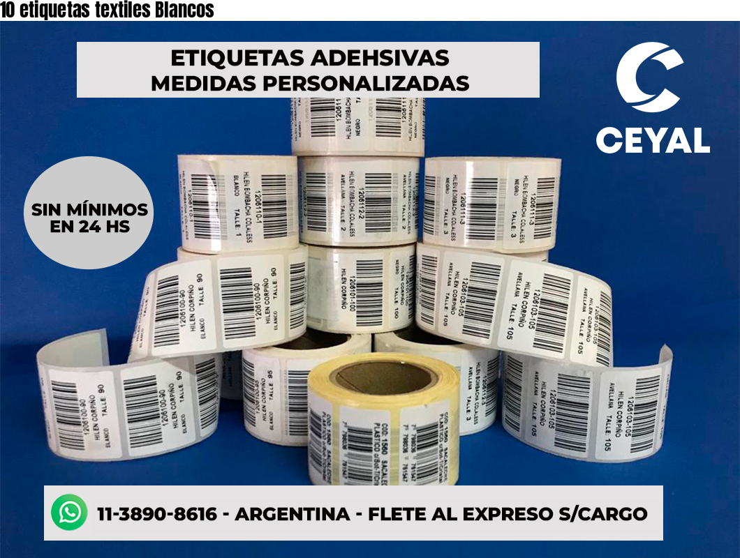 10 etiquetas textiles Blancos