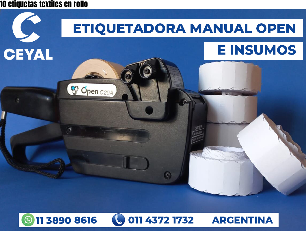 10 etiquetas textiles en rollo