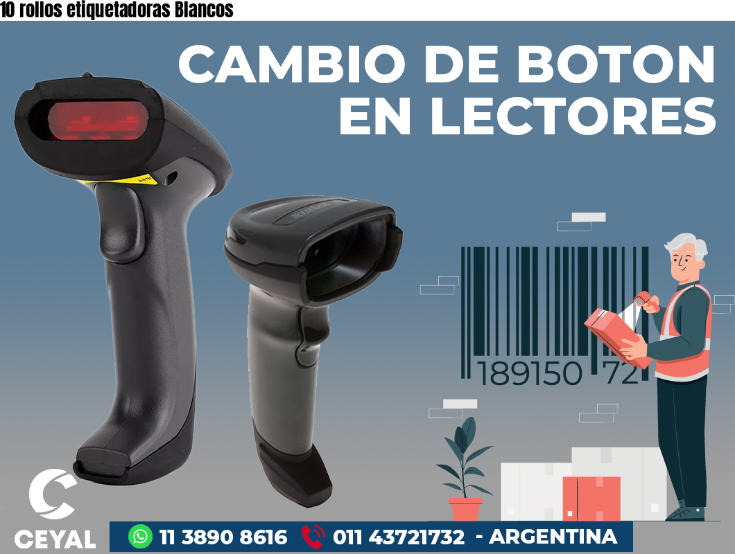 10 rollos etiquetadoras Blancos