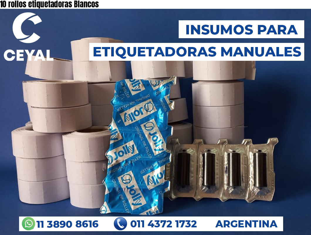 10 rollos etiquetadoras Blancos