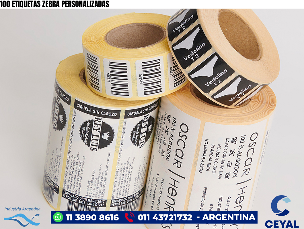 100 ETIQUETAS ZEBRA PERSONALIZADAS