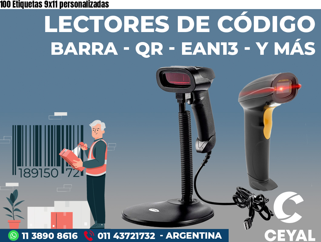 100 Etiquetas 9x11 personalizadas
