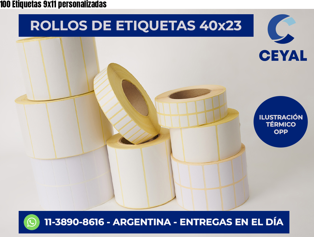 100 Etiquetas 9×11 personalizadas