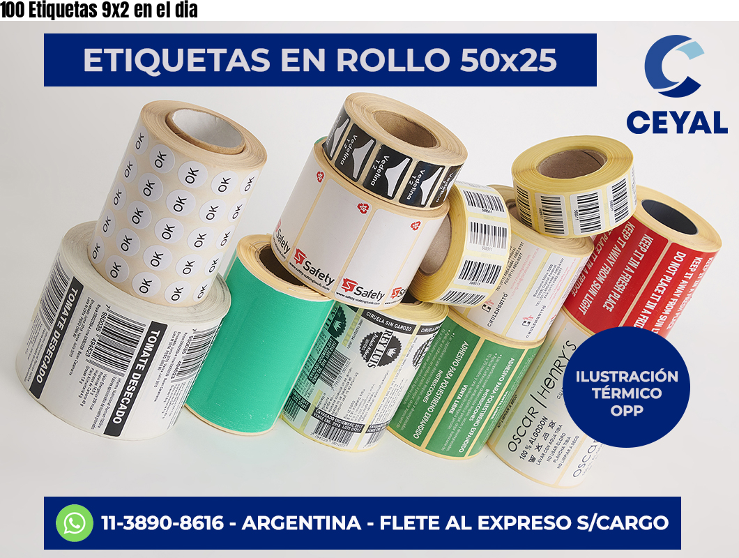 100 Etiquetas 9×2 en el dia