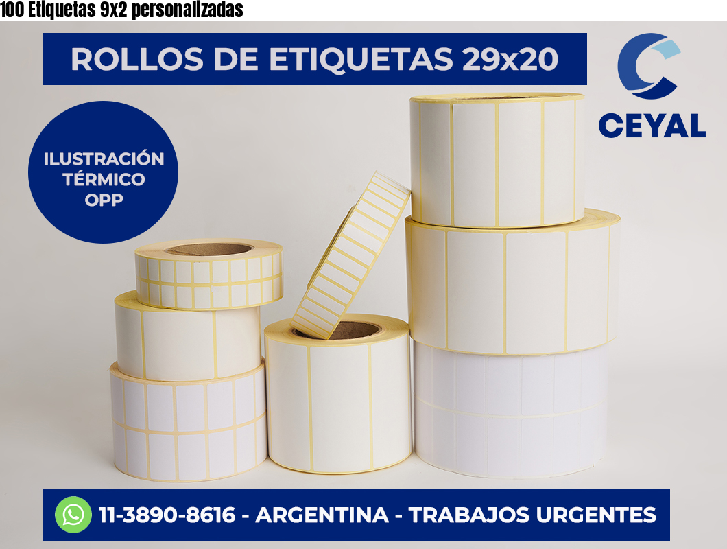 100 Etiquetas 9×2 personalizadas
