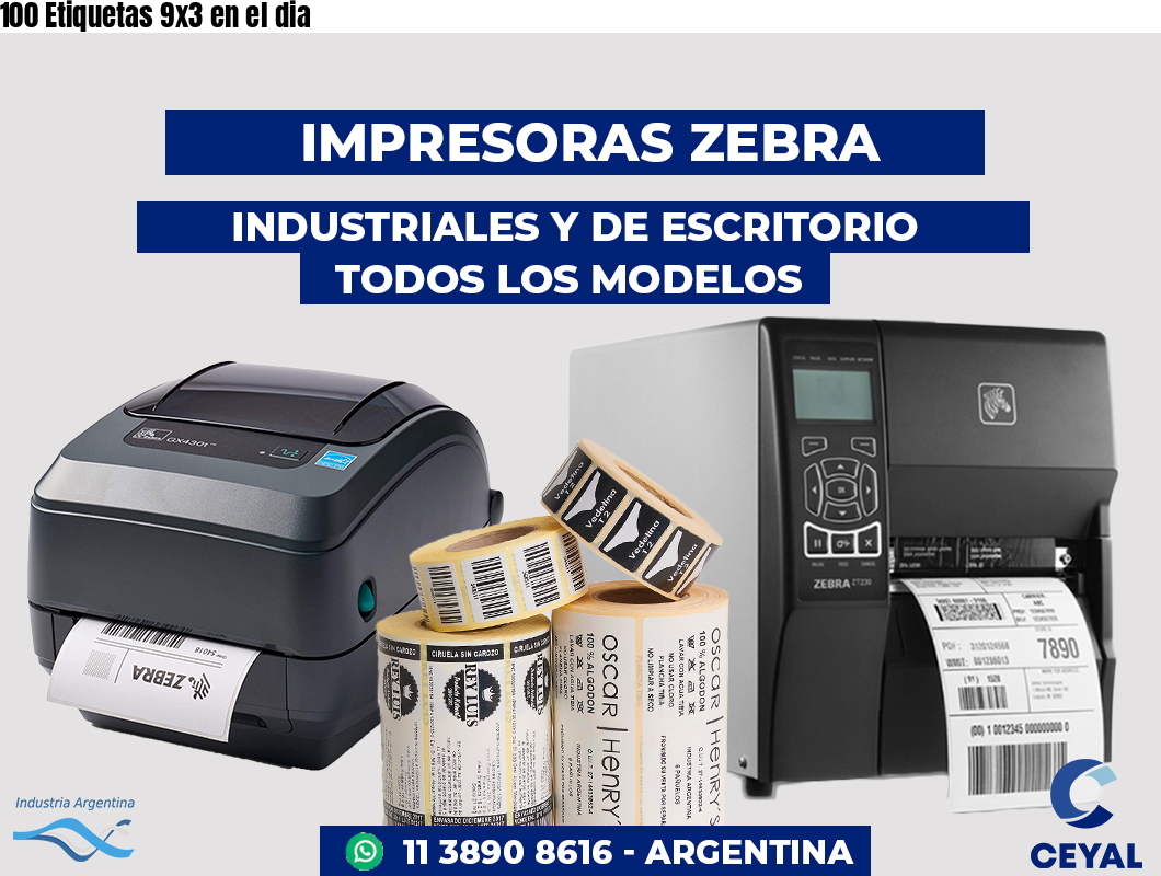100 Etiquetas 9x3 en el dia
