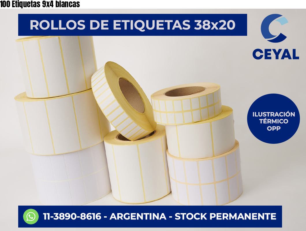 100 Etiquetas 9×4 blancas