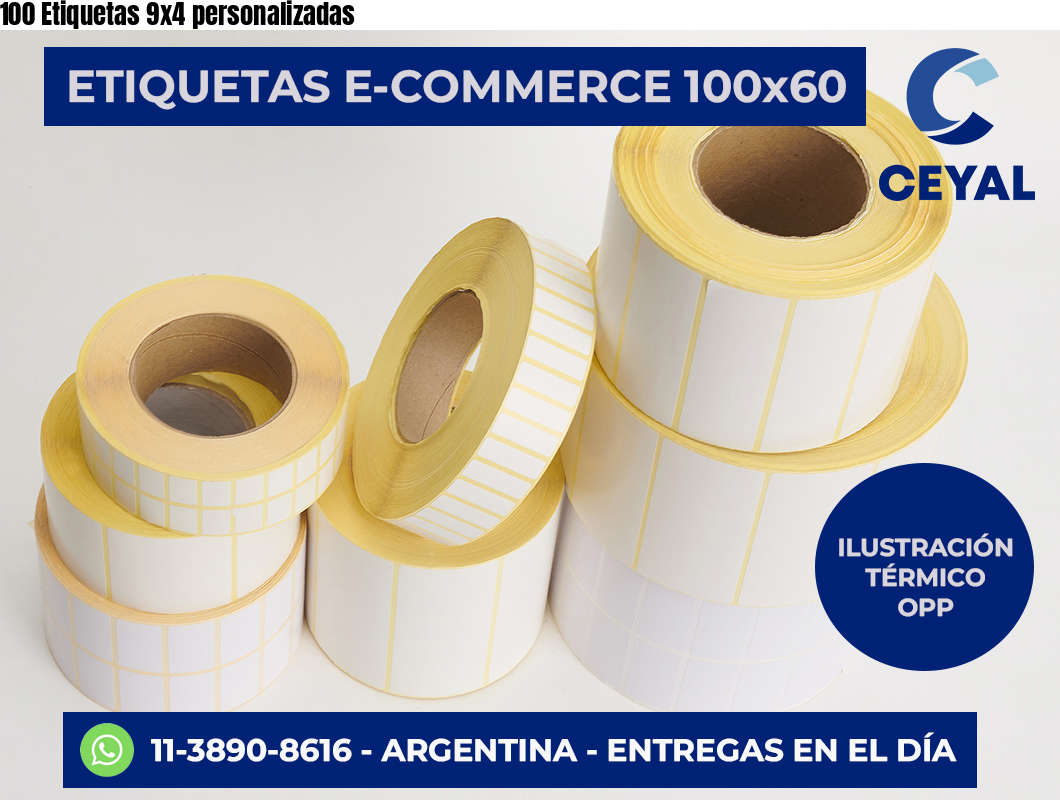 100 Etiquetas 9×4 personalizadas