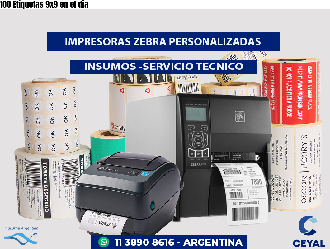 100 Etiquetas 9x9 en el dia