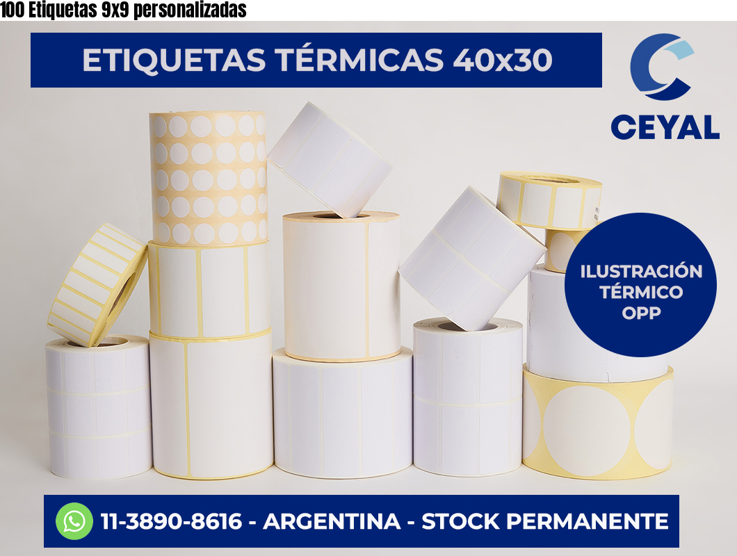 100 Etiquetas 9×9 personalizadas