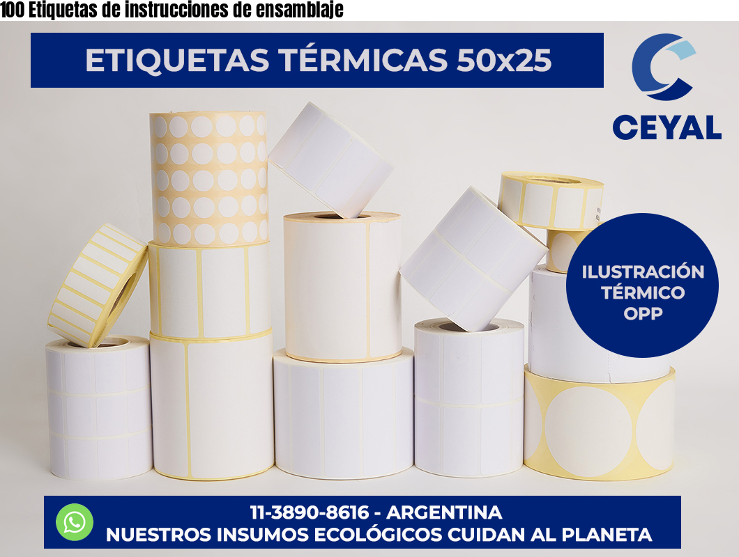 100 Etiquetas de instrucciones de ensamblaje