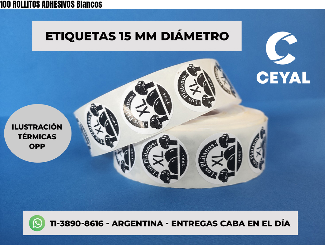 100 ROLLITOS ADHESIVOS Blancos