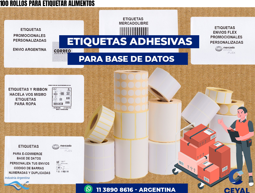 100 ROLLOS PARA ETIQUETAR ALIMENTOS