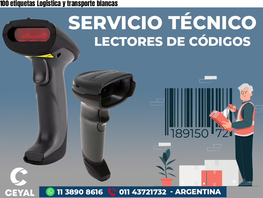 100 etiquetas Logística y transporte blancas