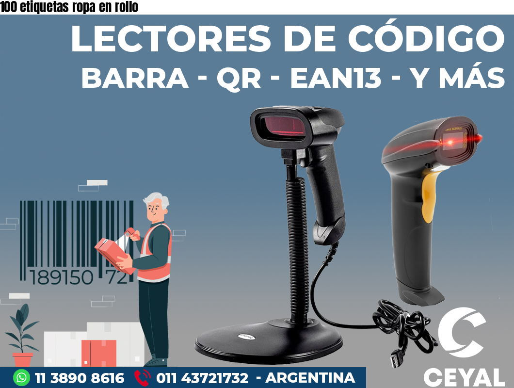 100 etiquetas ropa en rollo