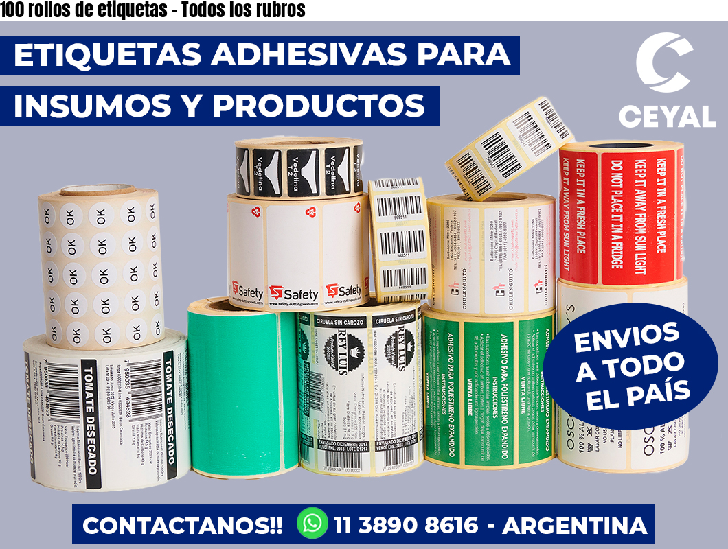 100 rollos de etiquetas – Todos los rubros