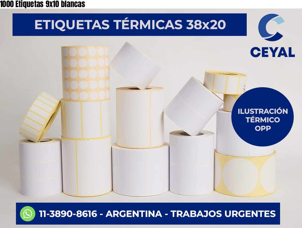 1000 Etiquetas 9×10 blancas
