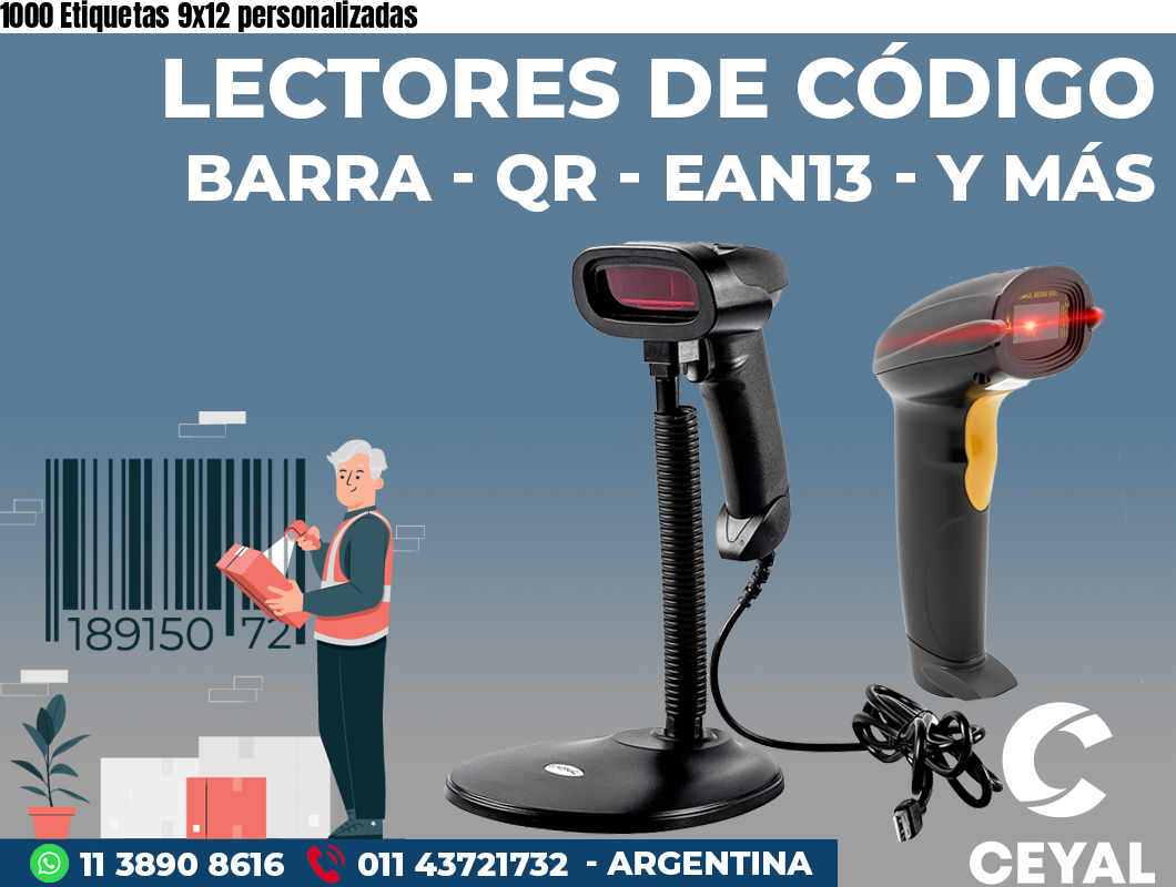 1000 Etiquetas 9x12 personalizadas