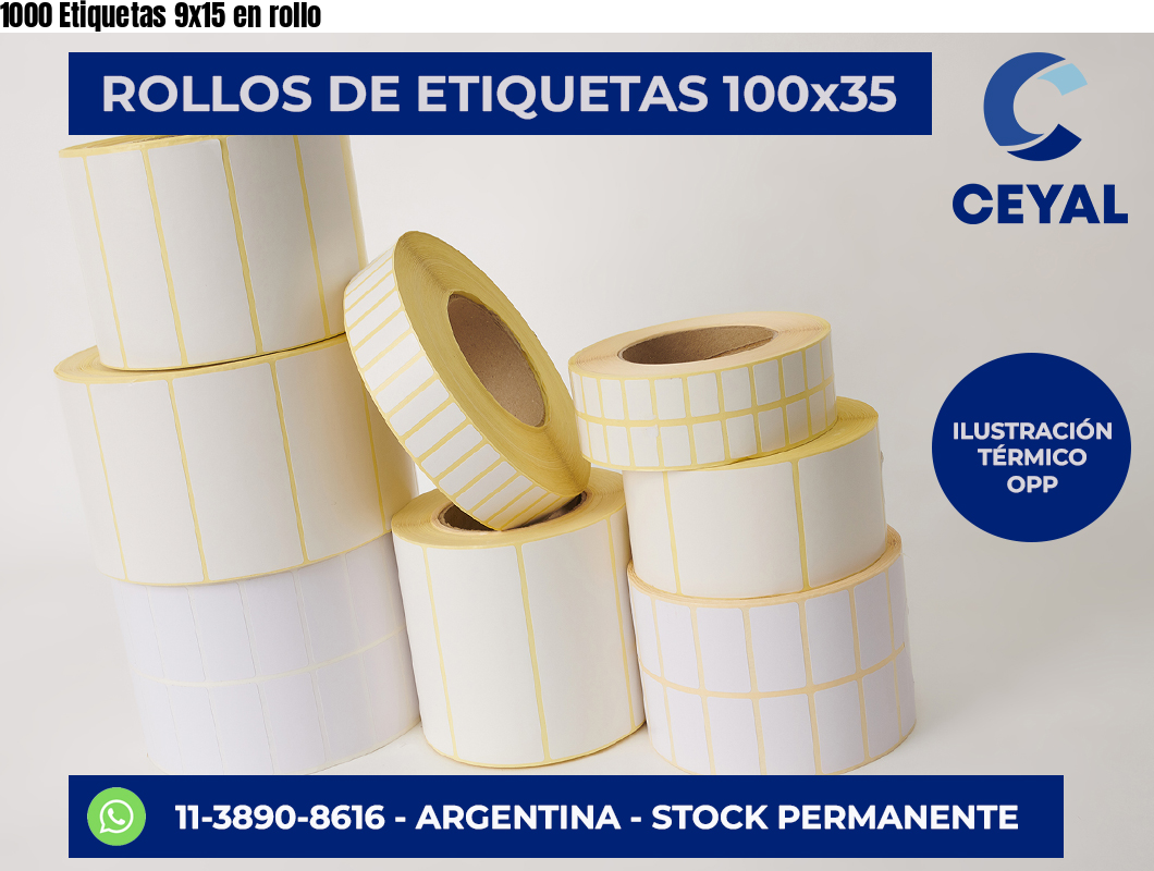 1000 Etiquetas 9×15 en rollo